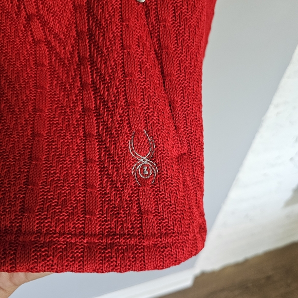 Spyder Core Sweater Womens Size M Jacket Vampire Red Full Zip Cable Knit Lined - Picture 3 of 16